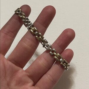 Elegant Sterling Silver 925 Gold & Silver Bracelet size 7.5